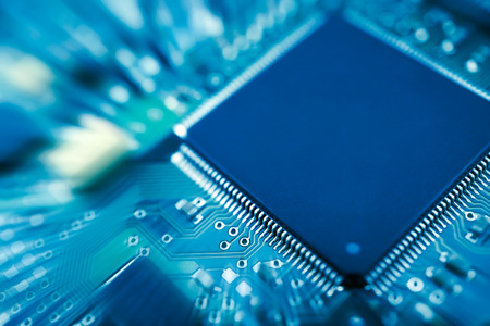CPU electronic circuit on motherboard computer