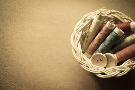 thread and needles in vintage style