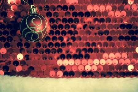 Christmas decorations on glitter sparkle background