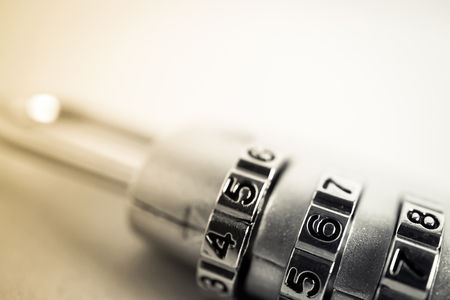 combination padlock in blur style for security concept background