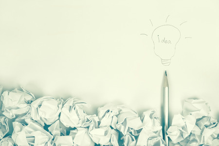 idea drawing with pencil on blank space paper background for idea concept backgroundの写真素材