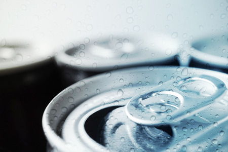 drink can on water drop backgroundの写真素材