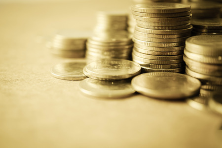 rows of coins for finance and banking conceptの写真素材
