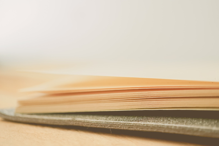 books on the table background in blur styleの写真素材