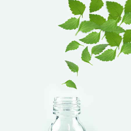 leaf falling and laboratory for natural chemistry concept