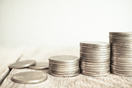 rows of coins for finance and banking concept