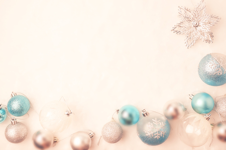 christmas decorations on mulberry paper texture for backgroundの写真素材