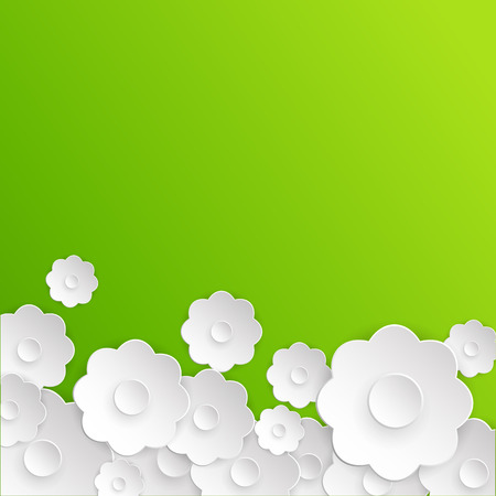 Paper Flower on green paper background with space for your design.Vector fileのイラスト素材