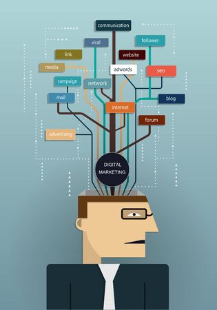 Business man planning digital marketing conceptのイラスト素材