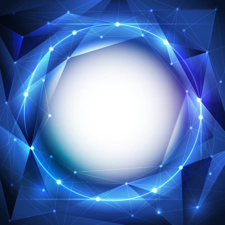 Abstract futuristic - Molecules and light polygons  technology blue background. Illustration Vector design digital technology concept.Blank space for your design or textのイラスト素材