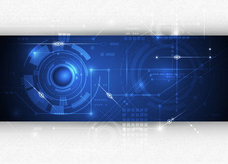Vector illustration Abstract futuristic circuit board, high computer technology background ,shining abstract objects blue color backgroundのイラスト素材