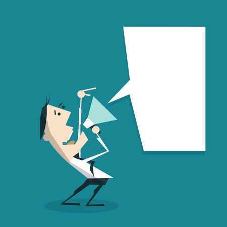 Businessman with a megaphone and speech bubble . Business conceptのイラスト素材