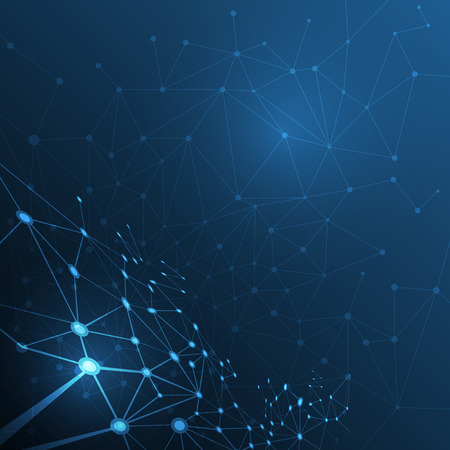 Abstract molecule structure on dark blue color background. Vector illustration of Communication - network for futuristic technology concept Abstract molecule structure on dark blue color background. Vector illustration of Communication - network for futuristic technology concept