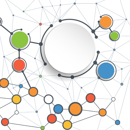 Abstract molecules and communication technology with integrated circles with  Blank space for your design. Vector illustration global social media concept.  White color background.のイラスト素材