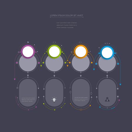 Vector molecule with 3D paper label, integrated circles background. Blank space for content, business, infographic, diagram, digital network, flowchart. Social network connection technology conceptのイラスト素材