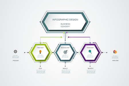 Vector infographics timeline design template with label design and icons, 5 options or steps. Can be used for content, business, process infographics, diagram chart, digital network, flowchart, process diagram, time lineのイラスト素材