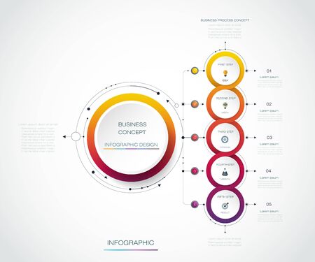 Vector Infographic label design with icons and 5 options or steps. Infographics for business concept. Can be used for presentations banner, workflow layout, process diagram, flow chart, info graphのイラスト素材