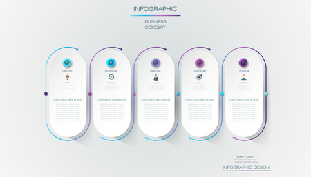 Vector Infographic label design with icons and 5 options or steps. Infographics for business concept. Can be used for presentations banner, workflow layout, process diagram, flow chart, info graph
のイラスト素材
