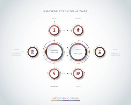 Vector Infographic 3d circle label, template design. Business concept, Infograph with 6 number options, steps or processes. Infographic element used for layout, process diagram, parts, chart, graphic, info graphのイラスト素材