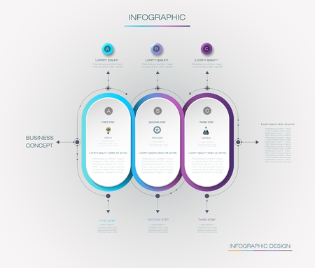 Vector Infographic label design with icons and 3 options or steps. Infographics for business concept. Can be used for presentations banner, workflow layout, process diagram, flow chart, info graph
のイラスト素材
