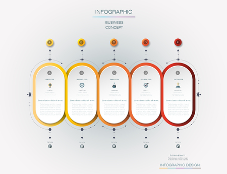 Vector Infographic label design with icons and 5 options or steps. Infographics for business concept. Can be used for presentations banner, workflow layout, process diagram, flow chart, info graph
のイラスト素材