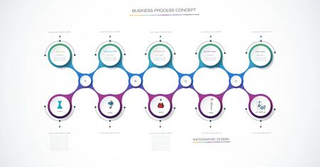Vector infographics timeline design template with 3D paper label, integrated circles background.のイラスト素材