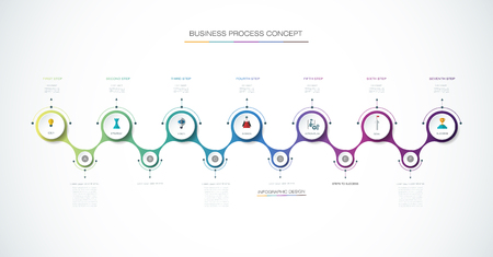 Vector infographics timeline design template with 3D paper label, integrated circles background.のイラスト素材