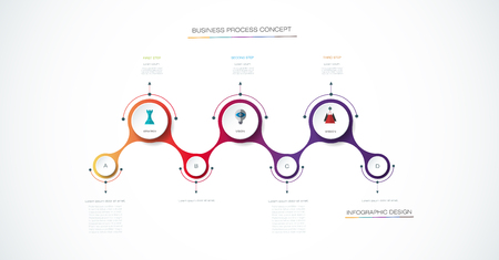 Vector infographics timeline design template with 3D paper label, integrated circles background.のイラスト素材