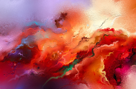 Abstract colorful oil painting on canvas texture. Hand drawn brush stroke, oil color paintings background. Modern art oil paintings with yellow, red color. Abstract contemporary art for background.の写真素材