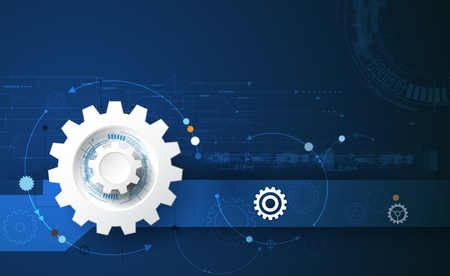 Gear wheel and circuit board Hi tech digital technology conceptのイラスト素材