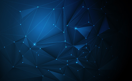 Vector 3D Illustration Geometric, Polygon, Line,Triangle pattern shape with molecule structure. Polygonal with yellow, green, blue background. Abstract science, futuristic, network connection conceptのイラスト素材