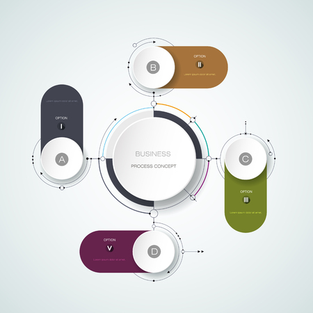 Vector abstract molecules with 3D paper label, integrated circles. Blank space for content, business, infographic template, diagram, network, web design. Light gray color background. Social media connection technology conceptのイラスト素材