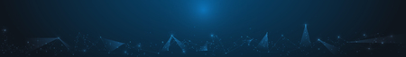 Abstract banner Molecules with Circle, Line, Geometric, Polygon,Triangle pattern. Vector design network communication technology on dark blue background. Futuristic digital, science technology conceptのイラスト素材