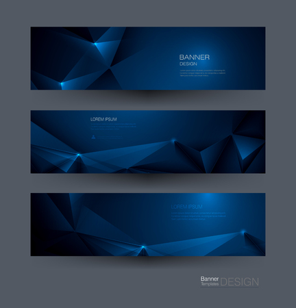 Vector polygon banner set. Polygonal or low poly pattern background. Illustration abstract layout, label design. Futuristic digital technology concept for business, web, template or brochureのイラスト素材