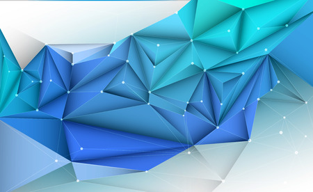 Vector 3D Illustration Geometric, Polygon, Line,Triangle pattern shape with molecule structure. Polygonal with green, blue background. Abstract science, futuristic, network connection conceptのイラスト素材
