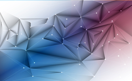 Vector 3D Illustration Geometric, Polygon, Line,Triangle pattern shape with molecule structure. Polygonal with green, blue background. Abstract science, futuristic, network connection conceptのイラスト素材
