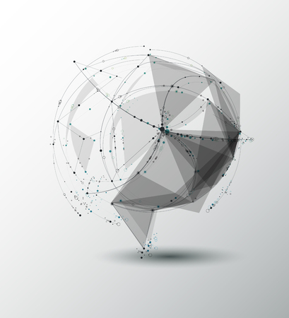 Abstract Molecules with line, node, geometric, low poly, polygon and triangle. Vector design network connection technology on bright gray background. Futuristic, science,  network technology conceptのイラスト素材