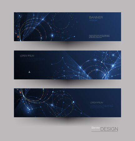 Abstract Molecules banners set with Circles, Lines, Geometric, Polygon.のイラスト素材