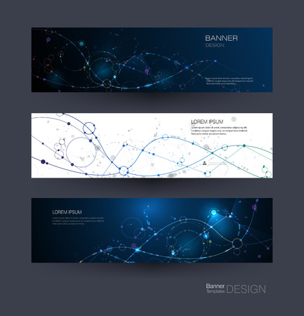 Abstract Molecules banners set with Circles, Lines, Geometric, Polygon.のイラスト素材