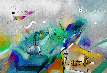 Abstract colorful fantasy oil, acrylic painting.の写真素材
