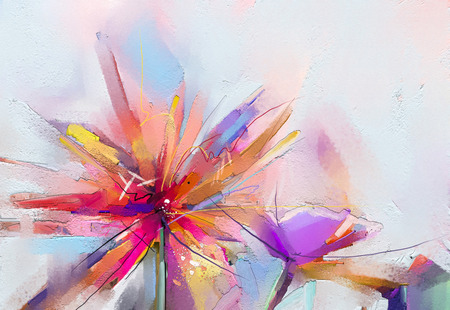 Abstract colorful oil, acrylic painting of spring flower.の写真素材
