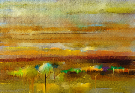 Abstract oil, acrylic painting outdoor, landscape.の写真素材
