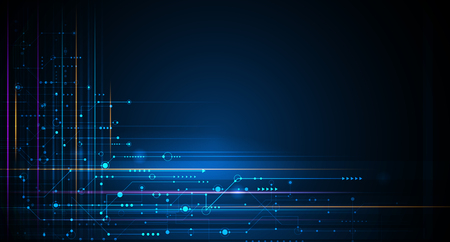 Illustration abstract background, circuit board or motherboard. Vector design for abstract technology, communication, futuristic. Hi tech digital concept on dark blue backgroundのイラスト素材