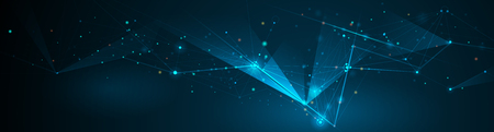 Abstract Molecules banner with line, geometric, polygon.のイラスト素材