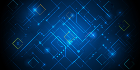 Illustration abstract background, circuit board or motherboard. Vector design for abstract technology, communication, futuristic. Hi tech digital concept on dark blue backgroundのイラスト素材