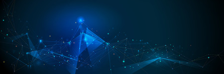 Abstract Molecules banner with line, geometric, polygon.のイラスト素材