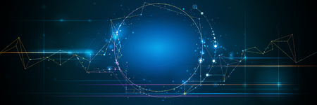 Abstract Molecules banner with circle line, molecule structure.のイラスト素材