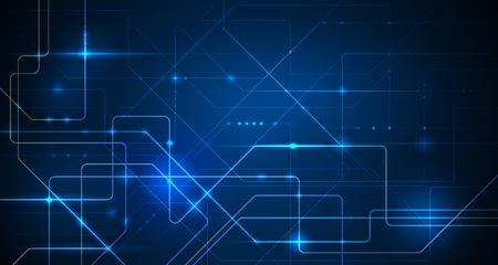 Vector illustration technology with line pattern over dark blue background. Modern hi-tech digital technology concept. Abstract internet communication, future science techno design for backgroundのイラスト素材