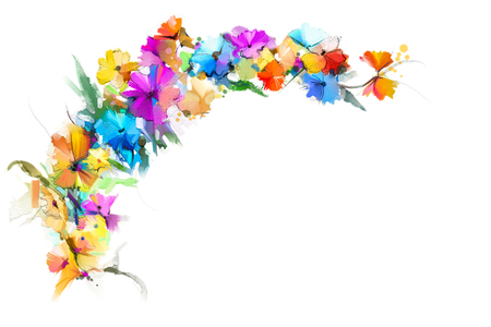 Abstract oil painting flower and leaf.の写真素材