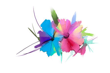 Abstract oil painting flower and leaf.の写真素材